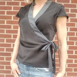 Xhilaration black satin cap sleeve top